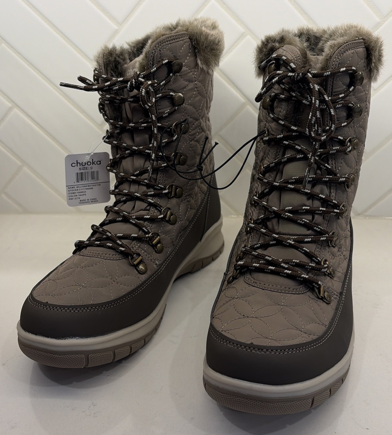 CHOOKA Winter Boots Size 8 Belltown Mid Faux Fur Insulated Waterproof Womens NEW