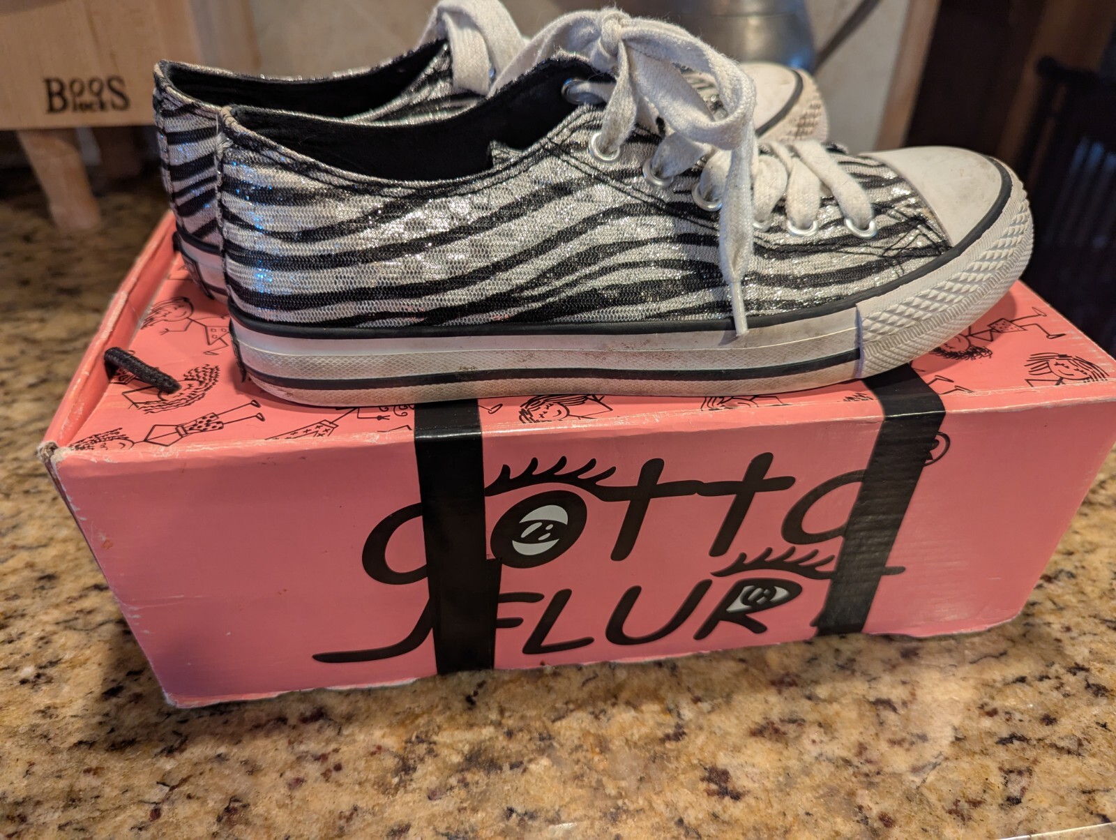 Gotta Flirt Brand And Silver Shimmery Sneakers Size 6.5