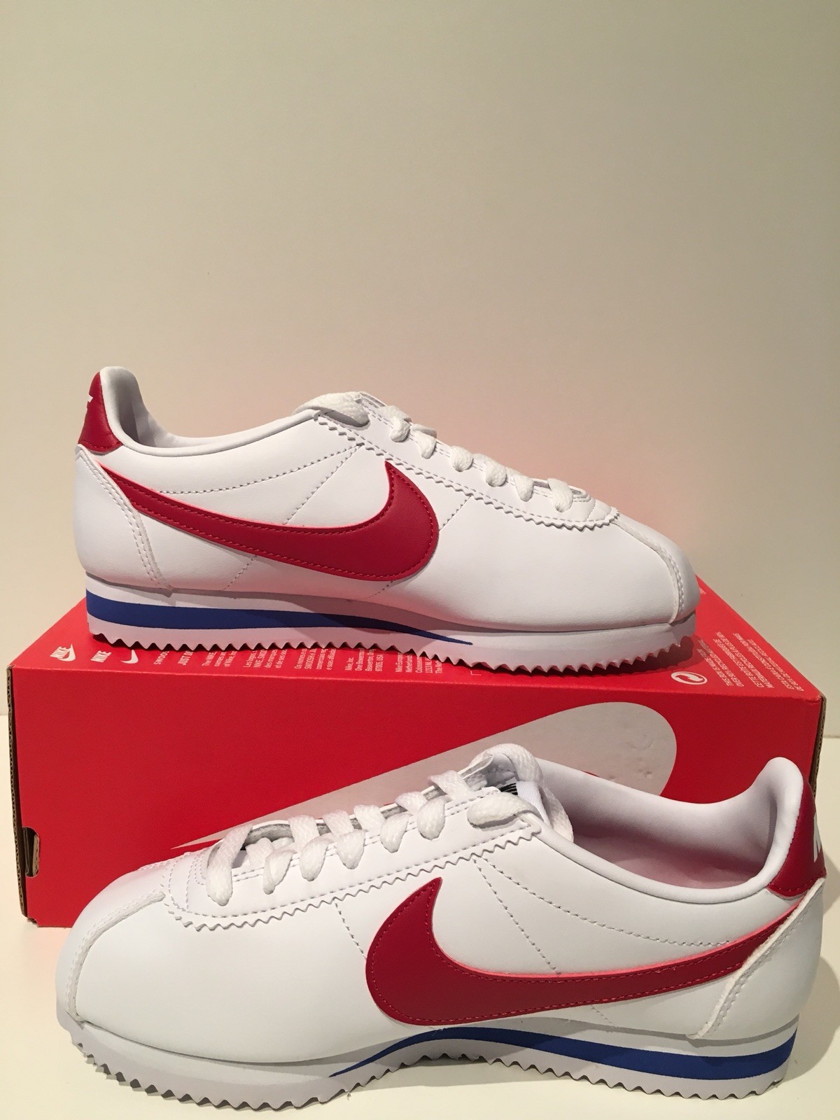 Women’s Nike Classic Cortez Leather Forrest Gump White Red Blue sz 6 807471 103
