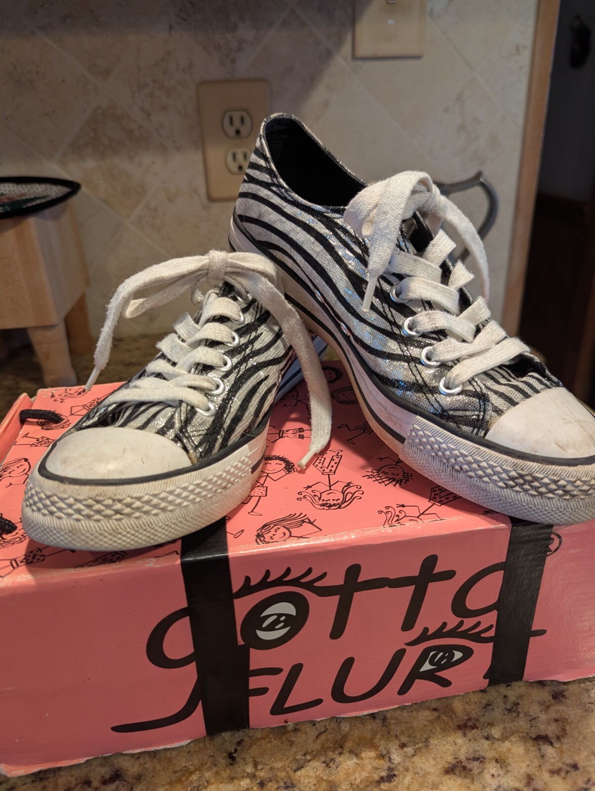 Gotta Flirt Brand And Silver Shimmery Sneakers Size 6.5