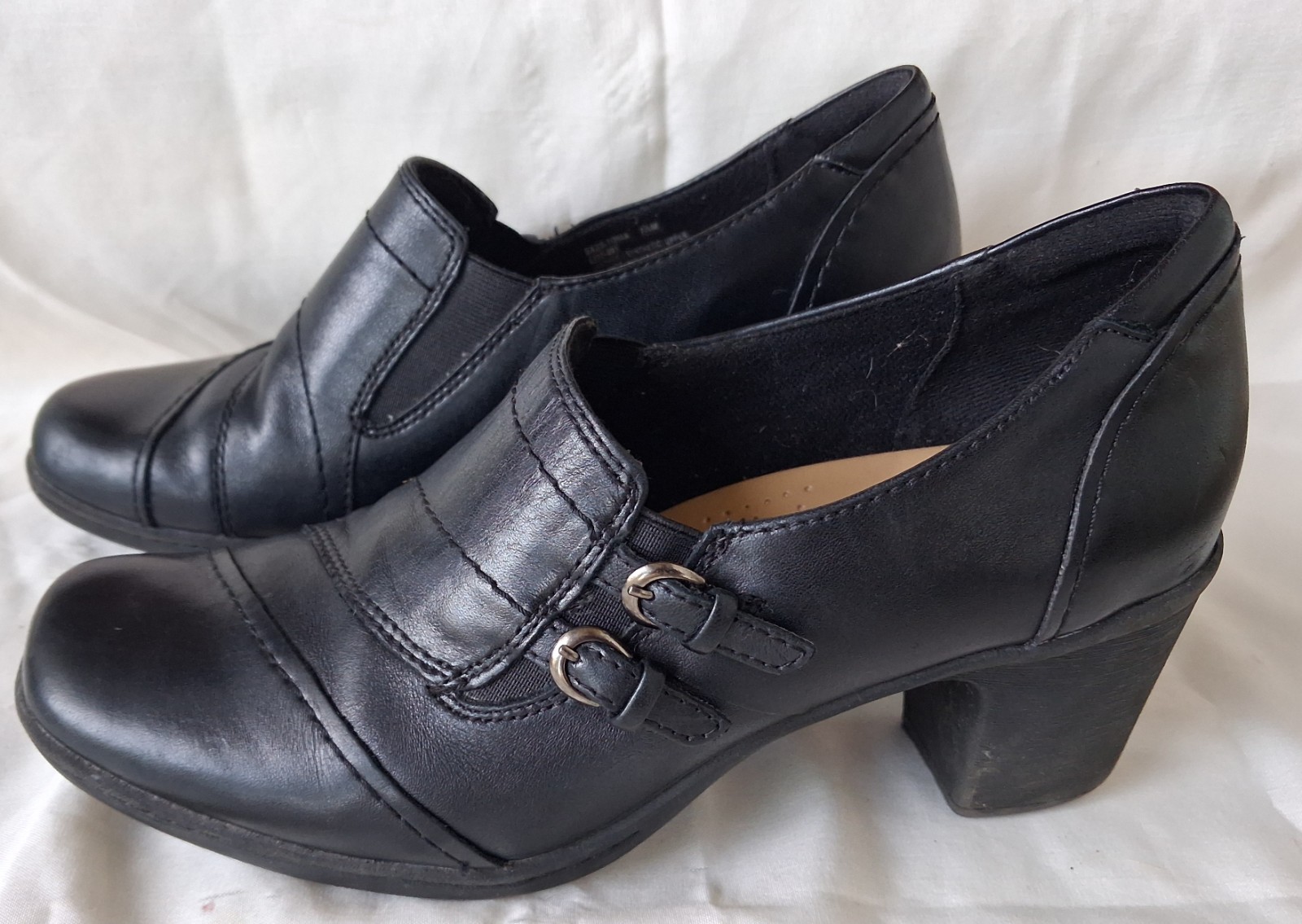 GH Bass Shoes Womens 7.5 M Black Leather Tonia Chunky Block Heel Loafer