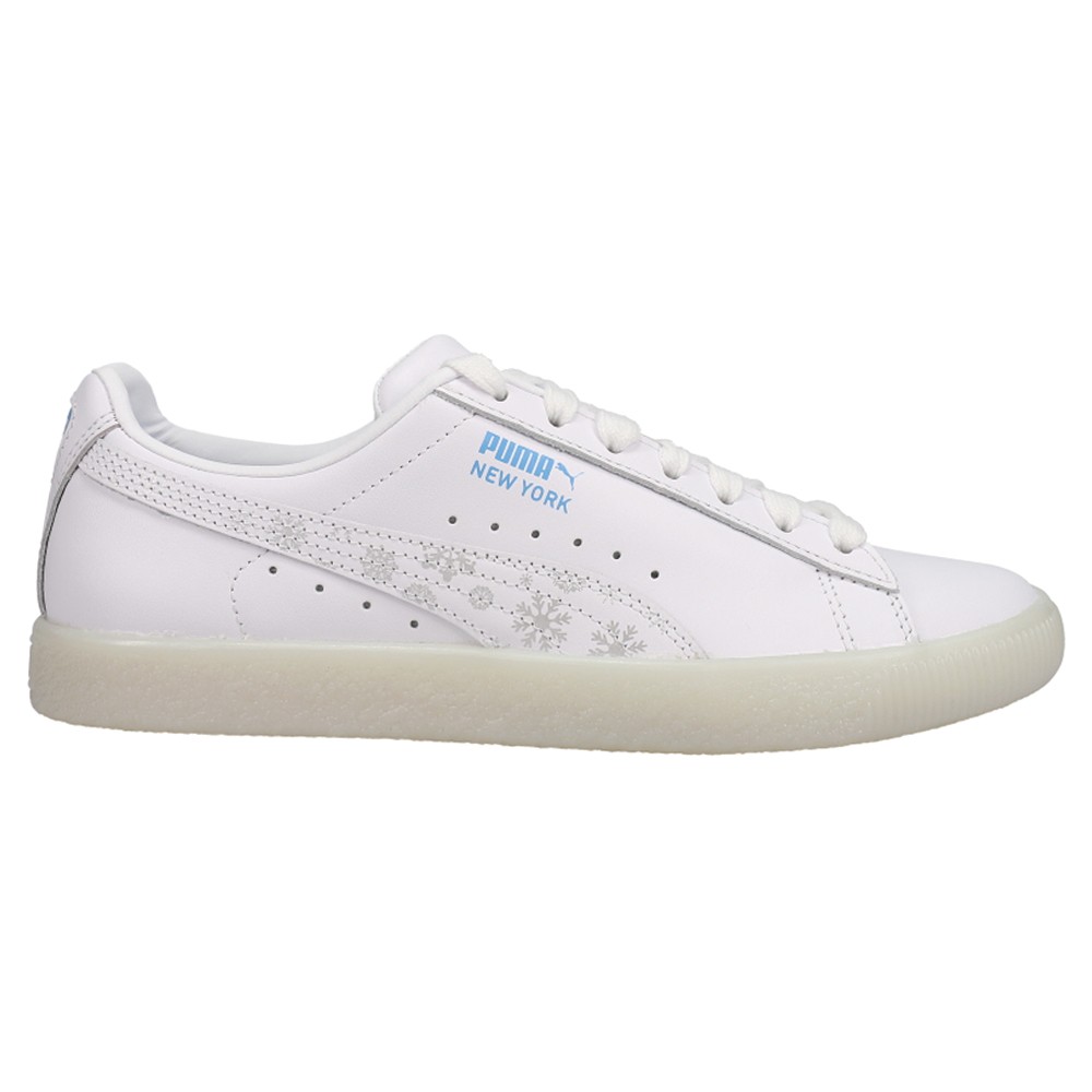PUMA Clyde Flagship Lace Up Womens White Sneakers Casual Shoes 383754-01