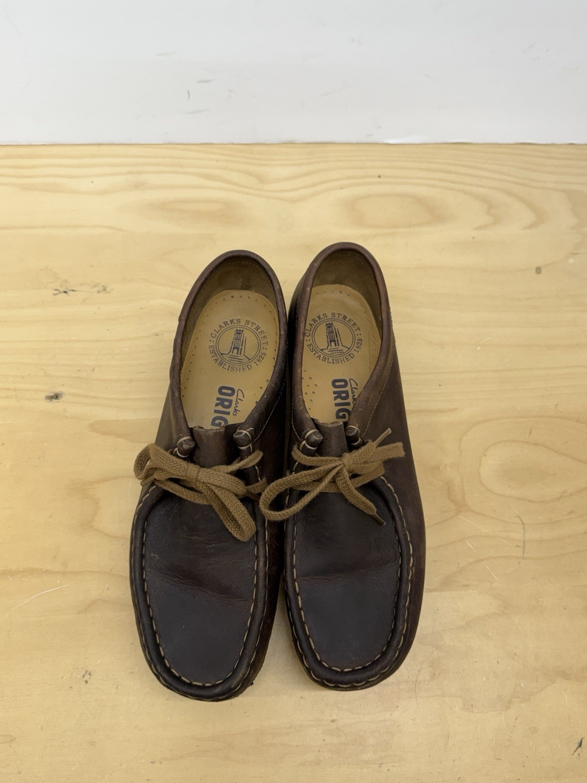 Clarks Wallabee Brown Leather Boots Beeswax Shoes 26103610 Womens Size 7.5 M
