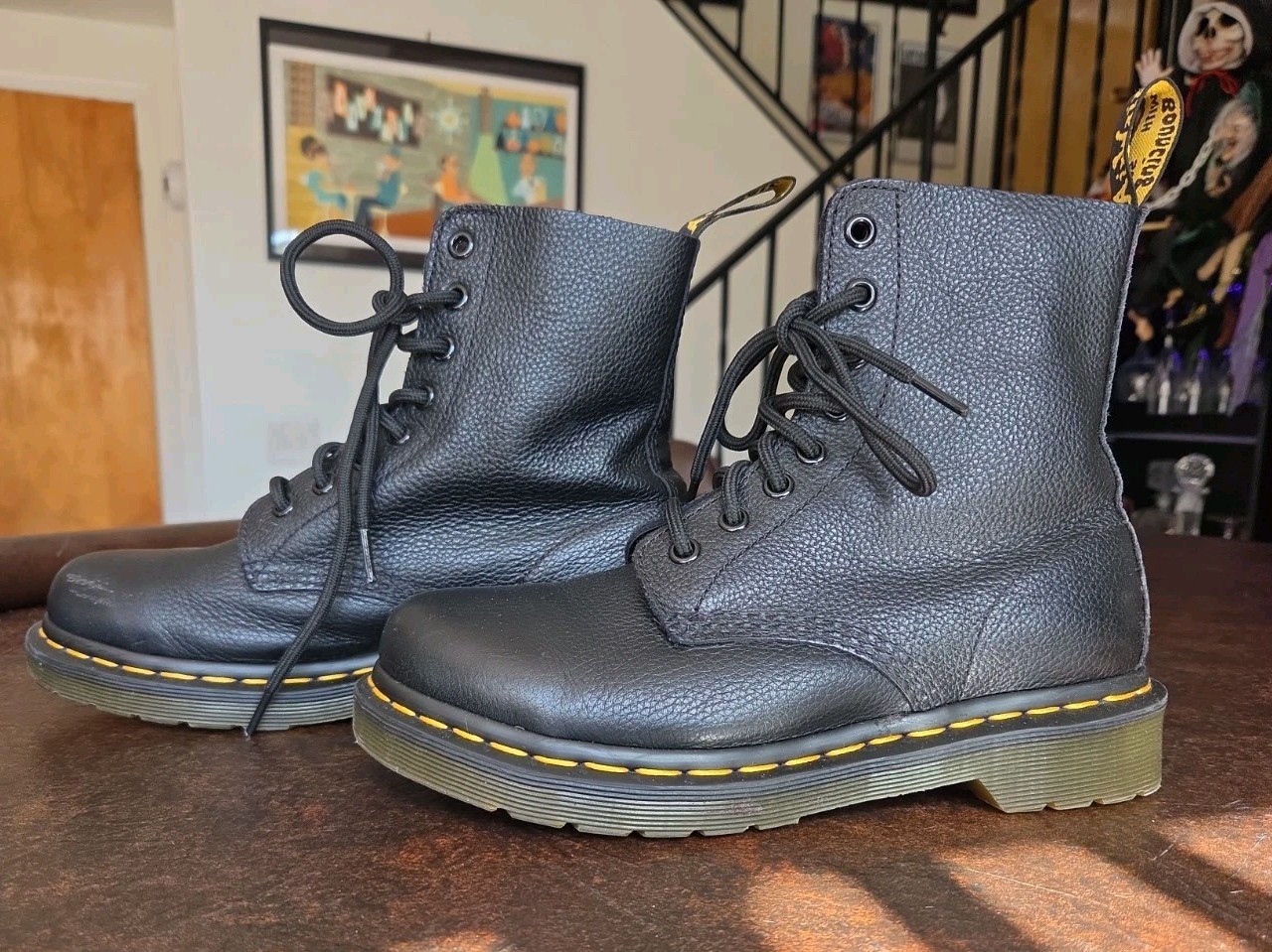 Dr. Martens Pascal 1460 Virginia Leather Boots for Women, Size US 6 – Black