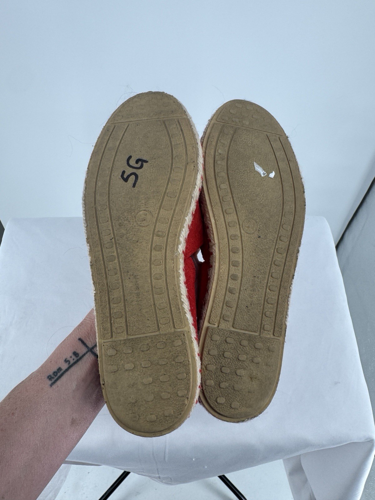Verbanas flats espadrilles red slip on suede leather beach summer workwear