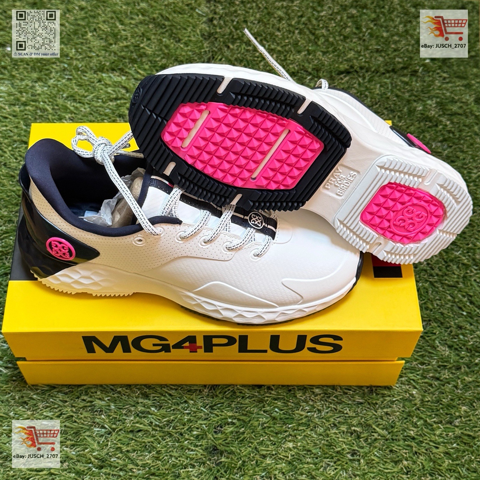 G/FORE GFORE MG4+ Perforated Golf Shoe Sneaker ⛳️ LADIES 9 ⛳️ White Blue Block