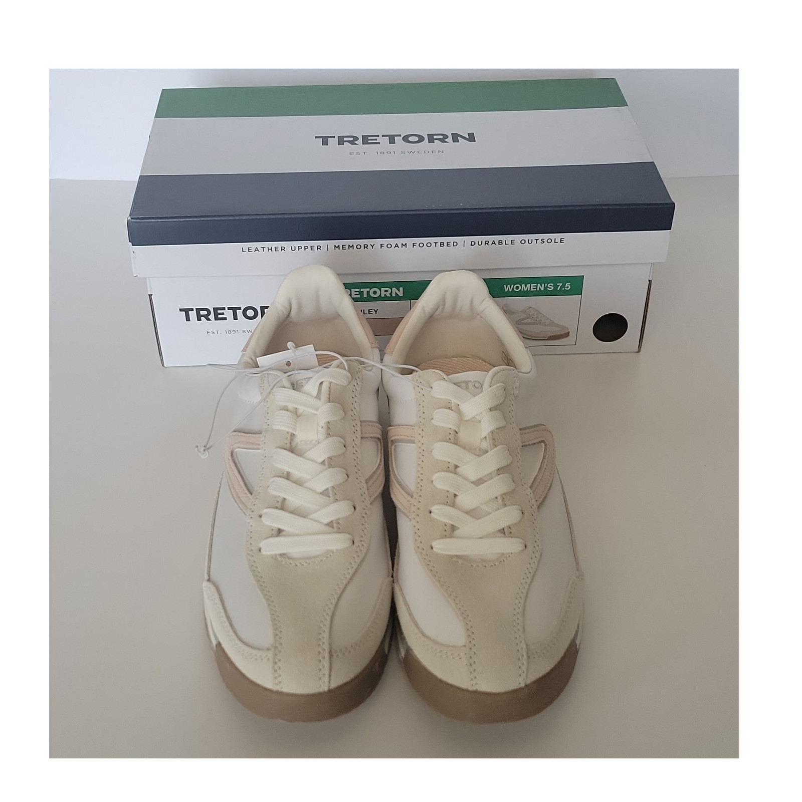 Tretorn Hailey Women’s size 7.5 White/Pink Memory Foam Low Top Sneaker