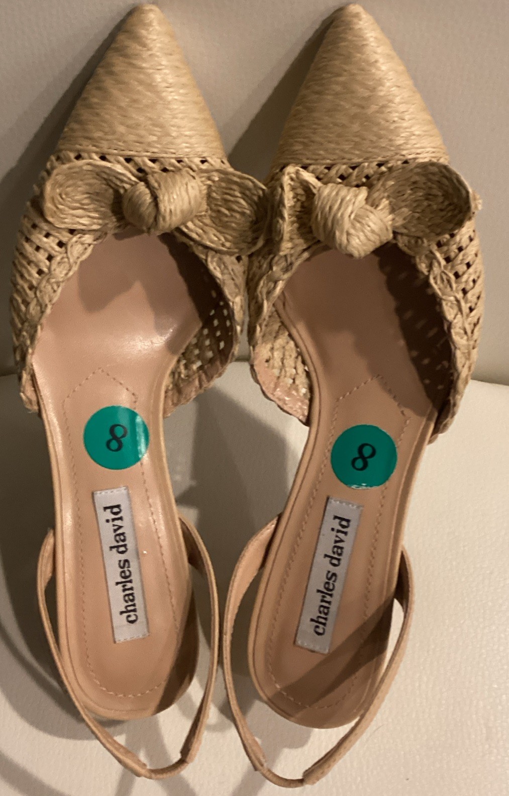 Charles David Allyson Raffia Slingback Pump Heel Shoes Size 8M NEW See Disc