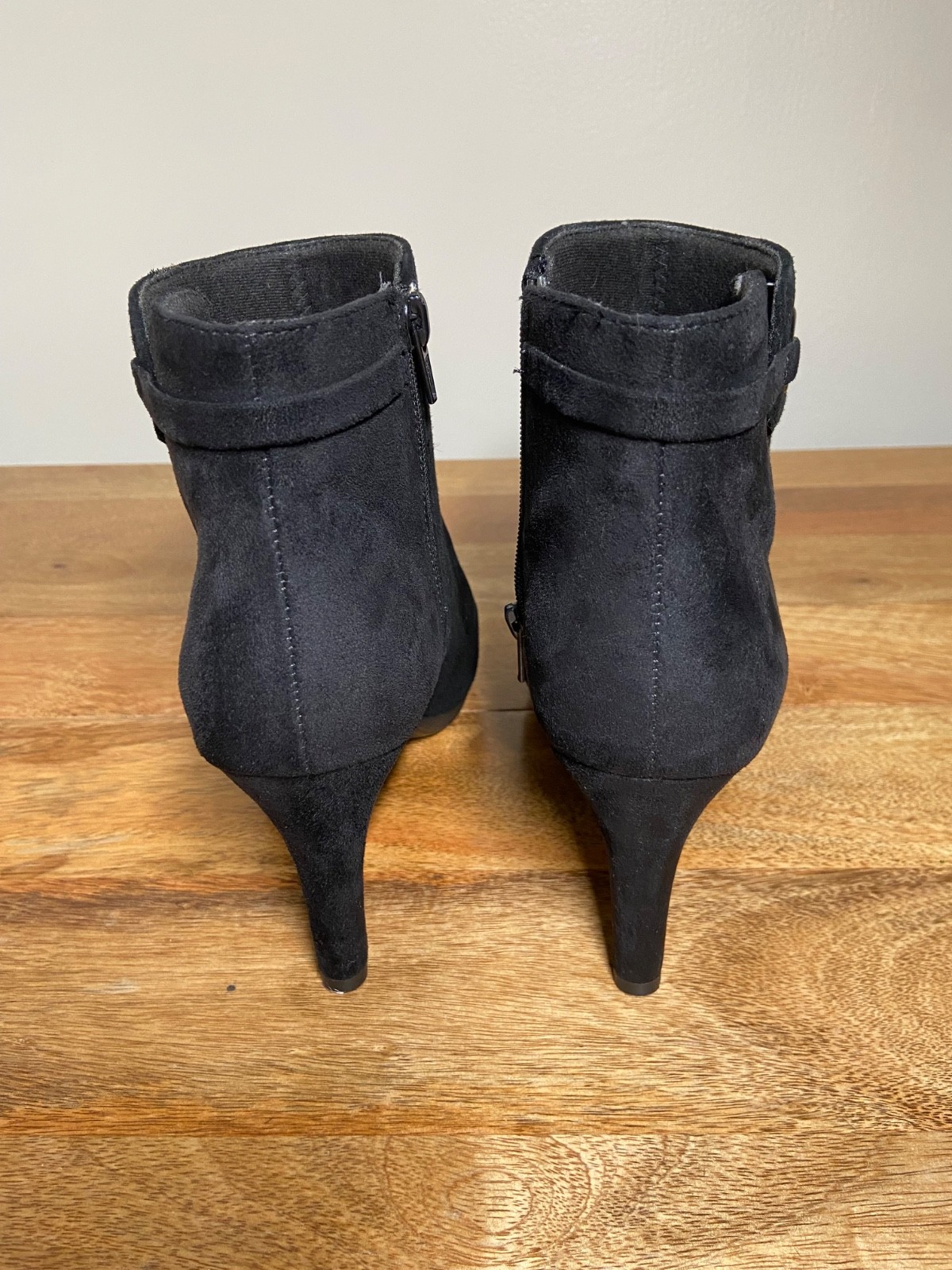 Black Suede Ankle Boots for Women. Clarks. US Size 9.5. 3 1/4 Inch Heel.