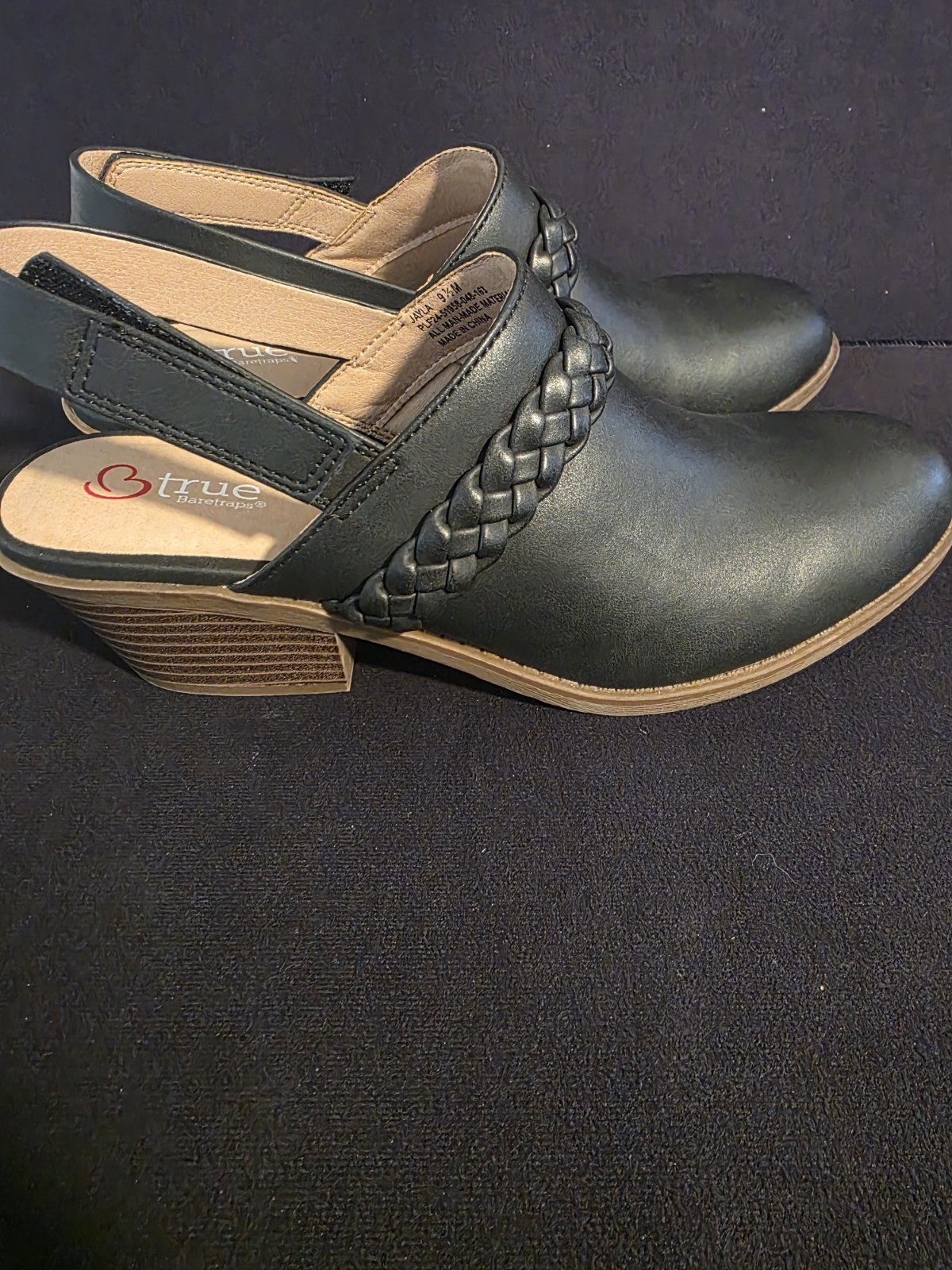 BareTraps Jayla Black Slingback Clogs Women’s 9.5M Braided Comfort Shoes