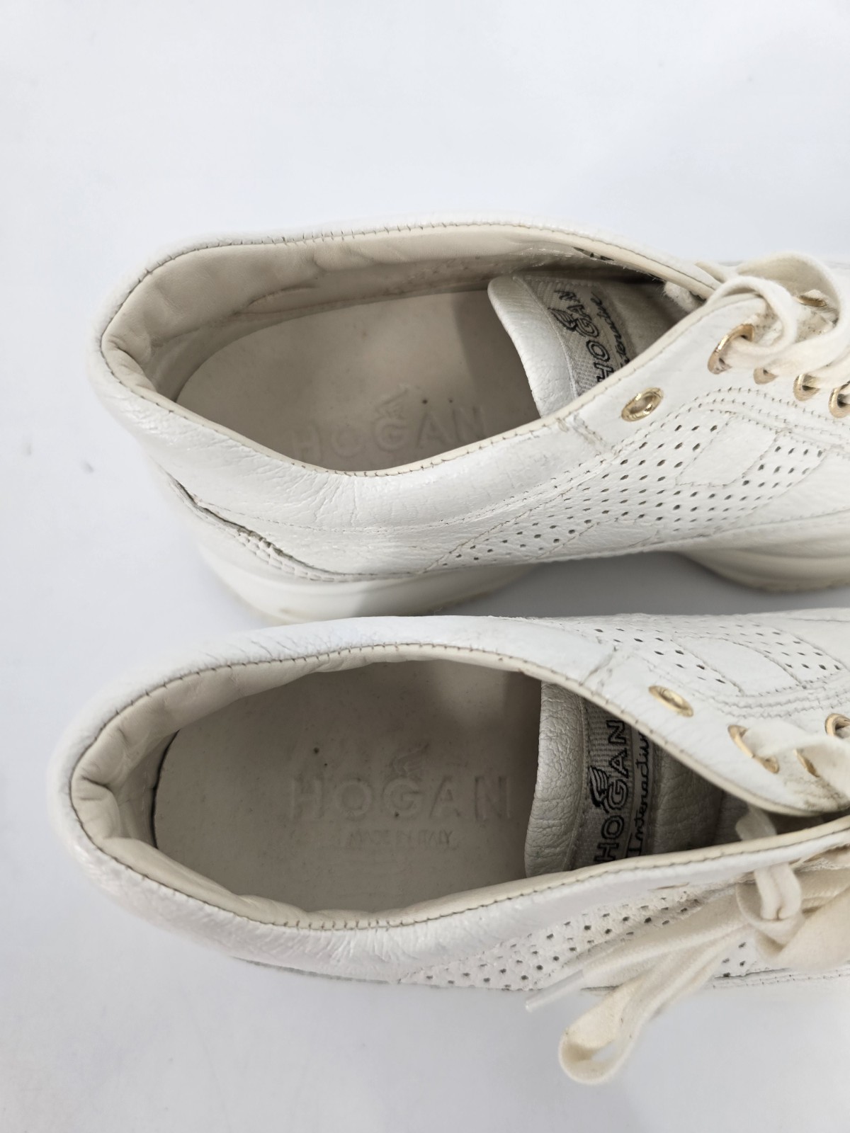 Hogan Interactive Women’s H Bucata White Leather Sneakers Size 36 with Box