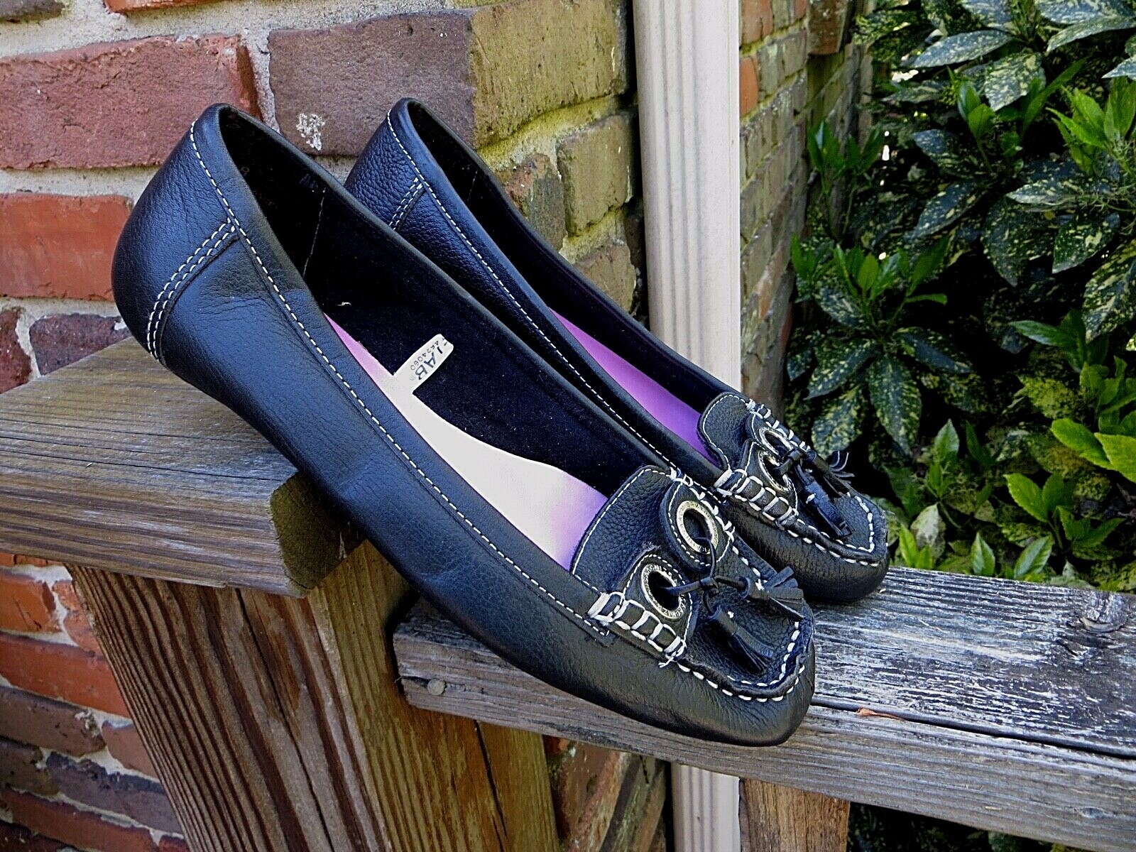 Isaac Mizrahi for Target «Gail» black pebbled leather tassel loafers, 8, EUC!