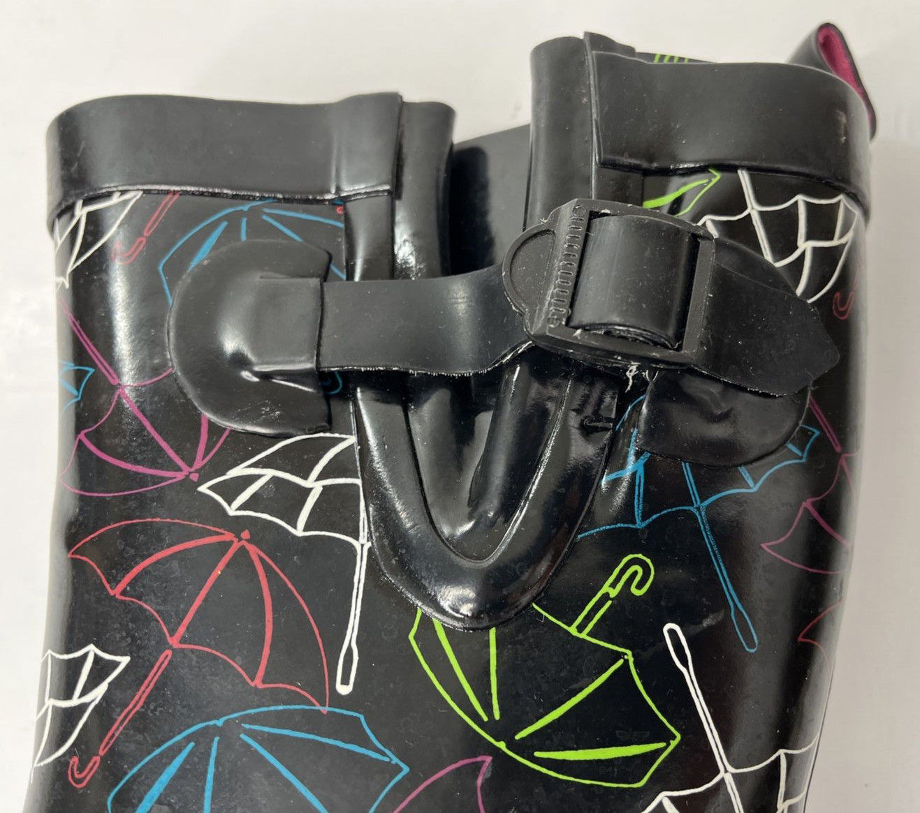 Capelli New York Women’s Rubber Rain Boot Size 9 Black with Umbrella Graphics