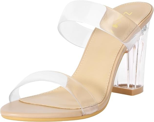Women’s Chunky Block Heel Slide Sandals Open Toe Two Strap Dress Shoes 7.5