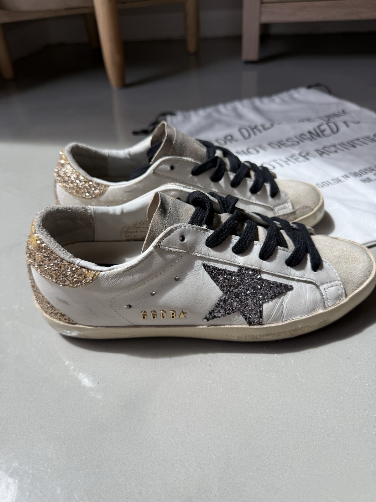 Size 6 or size 36 EU -Golden Goose Superstar White Gold Glitter GWF00102-F005358