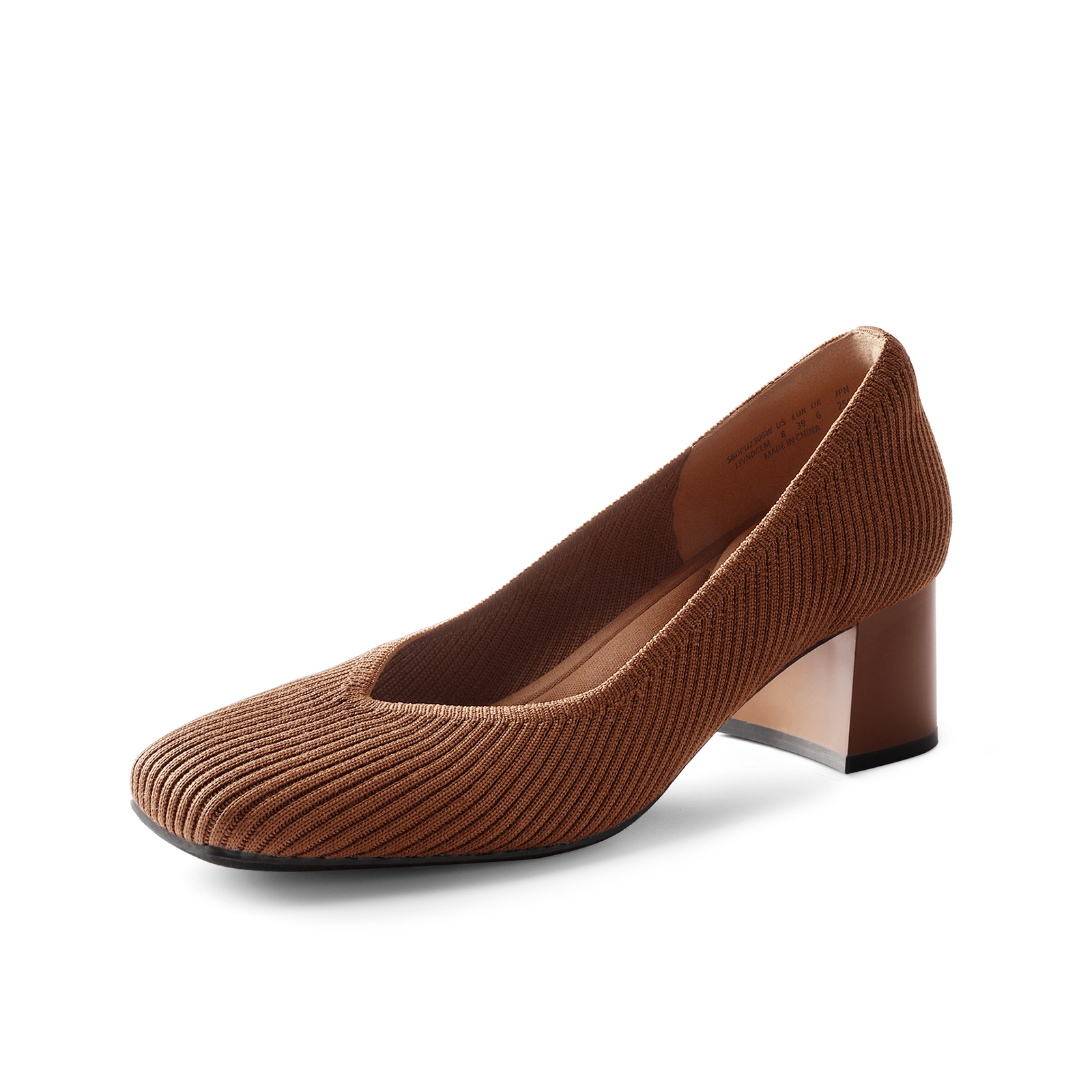 Women Knit Breathable Pumps Square Toe Block Heels All Day Support Dress Pumps~