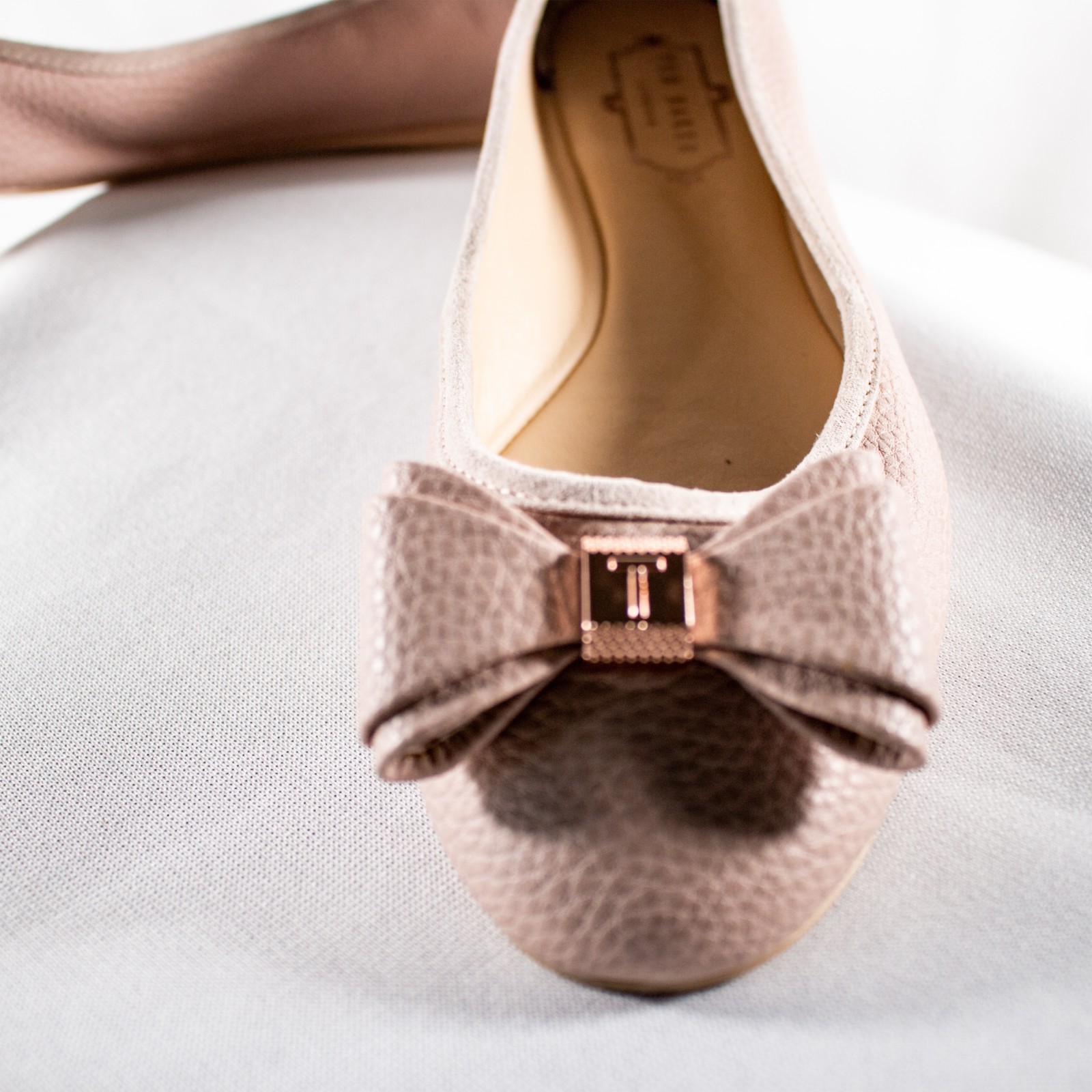 TED BAKER IMMET Pink Lavender Logo Women Flat Ballerina Bow Shoes Size 8.5