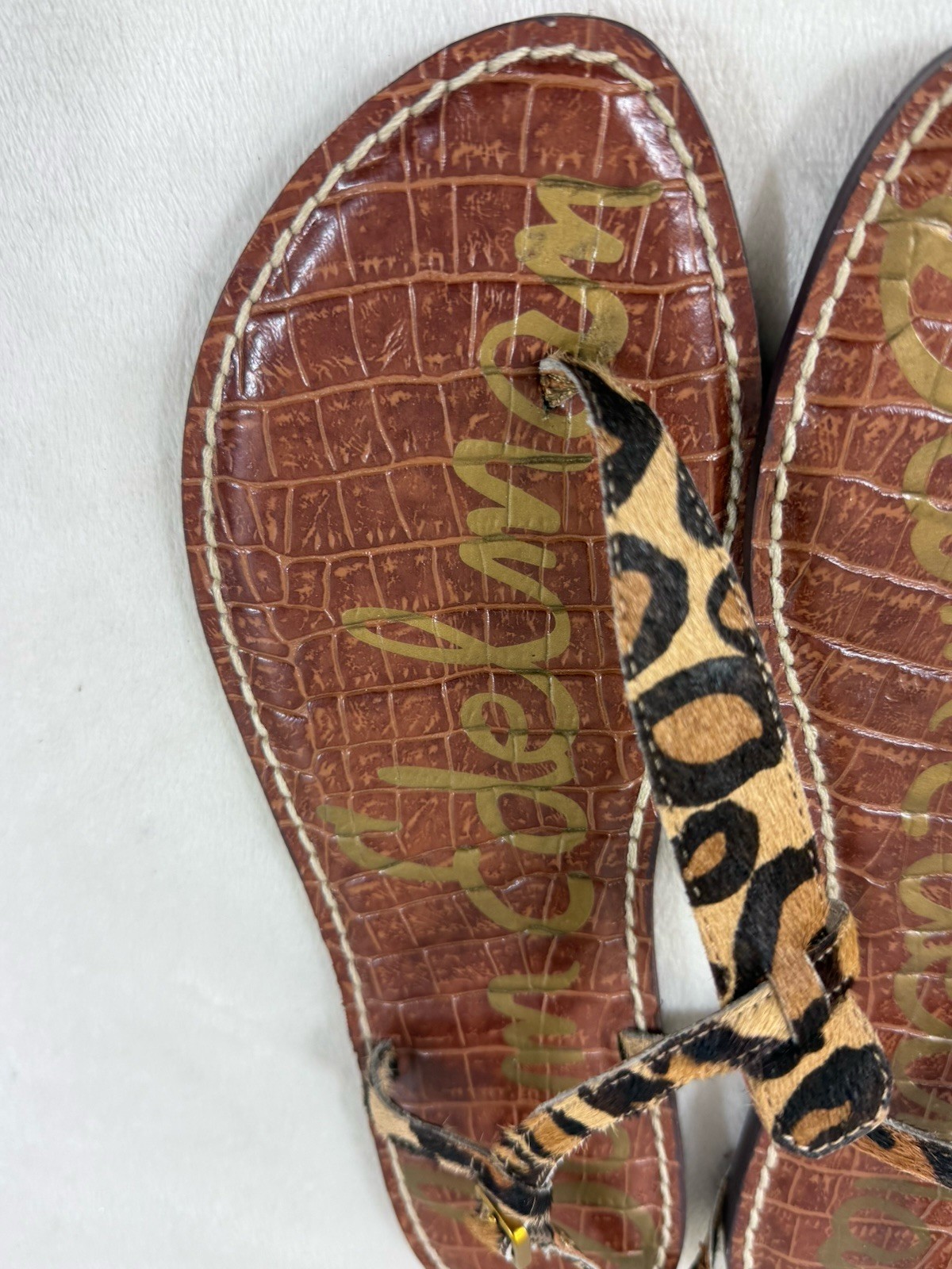 Sam Edelman Gigi Leopard Calf Hair Thong Sandals Women’s 8 Mobwife Flat
