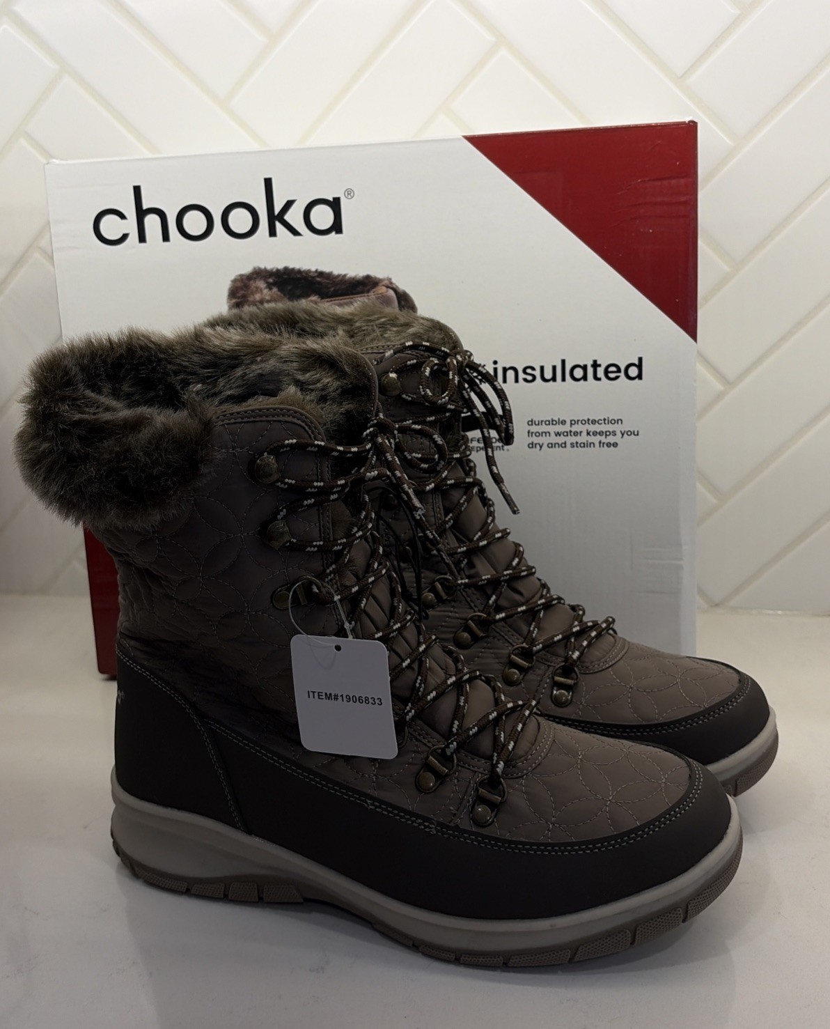 CHOOKA Winter Boots Size 9 Belltown Mid Faux Fur Insulated Waterproof Womens NEW