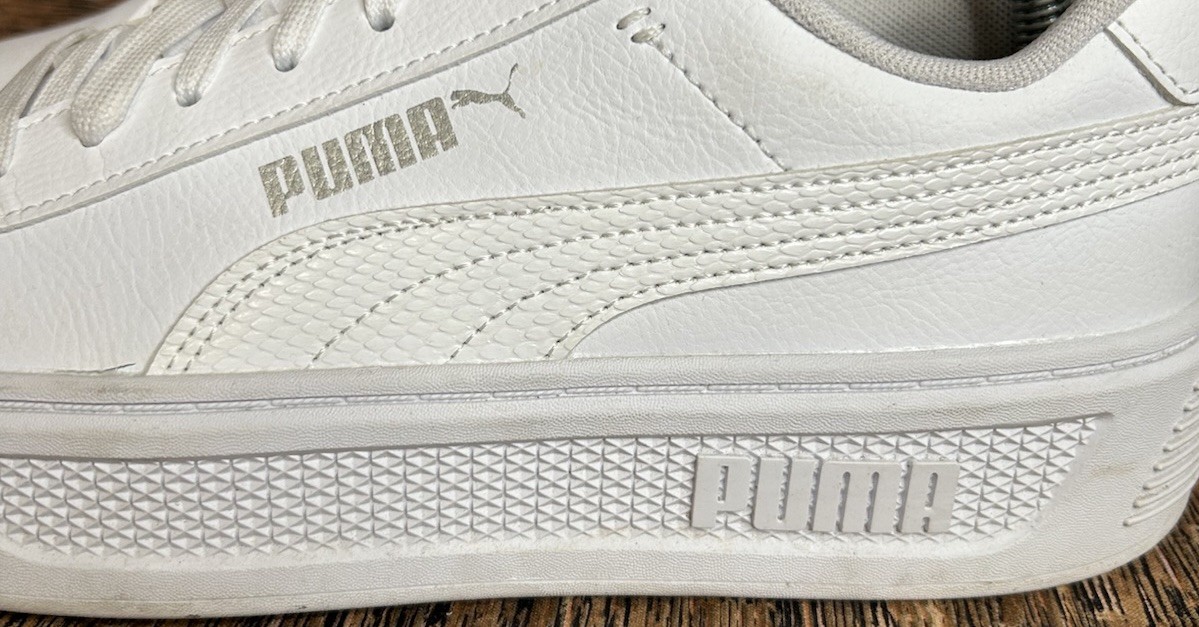 Puma Smash Platform V3 Reptile White Silver Sneakers Shoes Women’s Sz 10