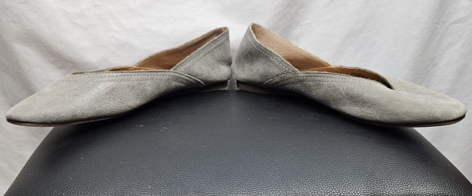 Lucky Brand Alba Ballet Flats Womens 8.5 M Gray Leather Cottagecore Hippie Boho