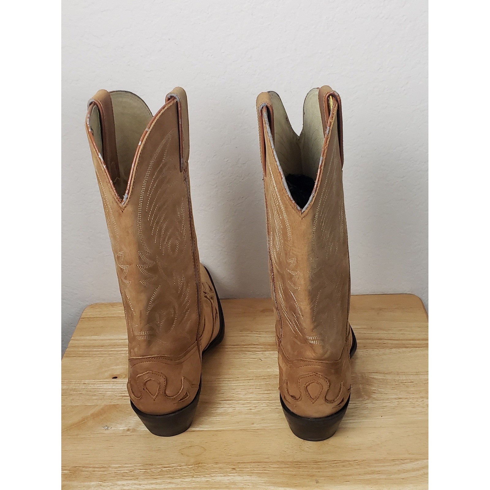 Durango Tan Leather Western Cowboy Boots Pointed Toe Stitched Womens 10D Rodeo