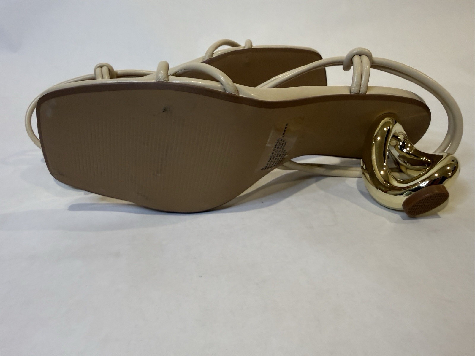 Express Women’s Strappy Slip-On Sandals Synthetic Beige/Gold Knot 8