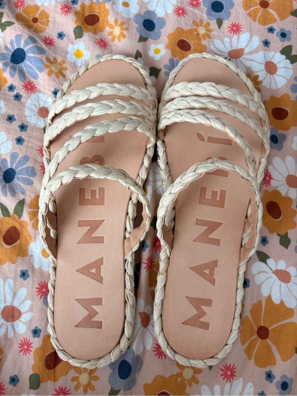 Tuckernuck Manebí Braided Strap Nude Slide Sandals – size 8.5/39