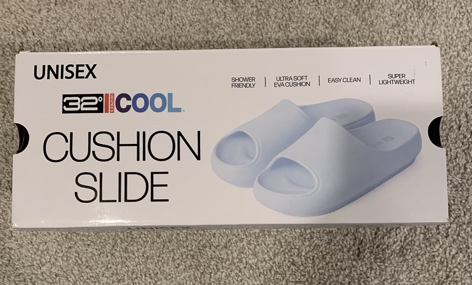 32 Degrees Cool Unisex Cushion Slide Sandals XL Light Blue W11-12/M9-10 NIB
