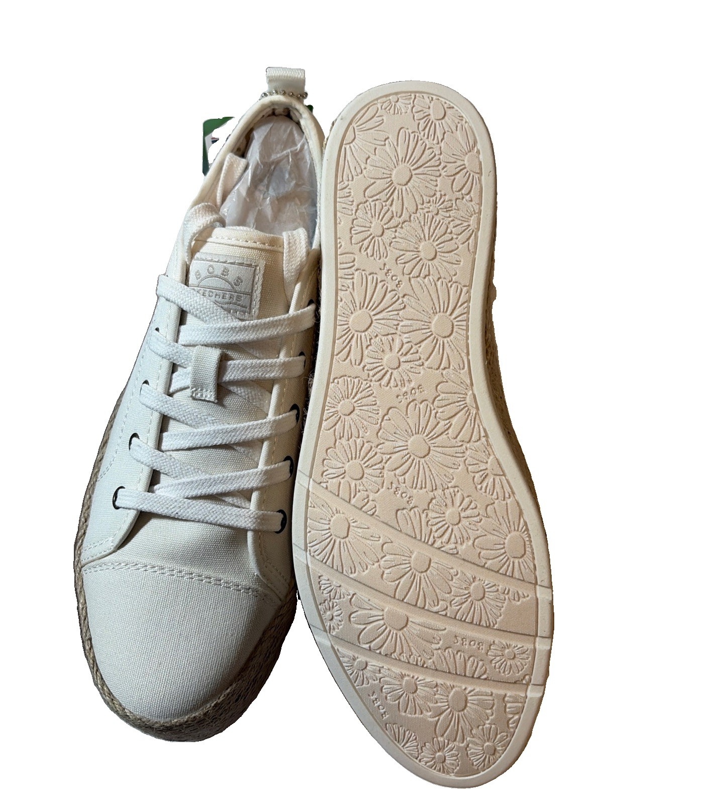 Skechers Bobs Sesame Espadrille Lace U Sneakers Sun Dazing-Off-White 7.5 A644403