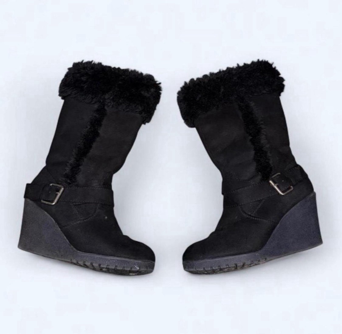 American Eagle Vintage Fur Boots Size 8 Women’s Black Faux Leather