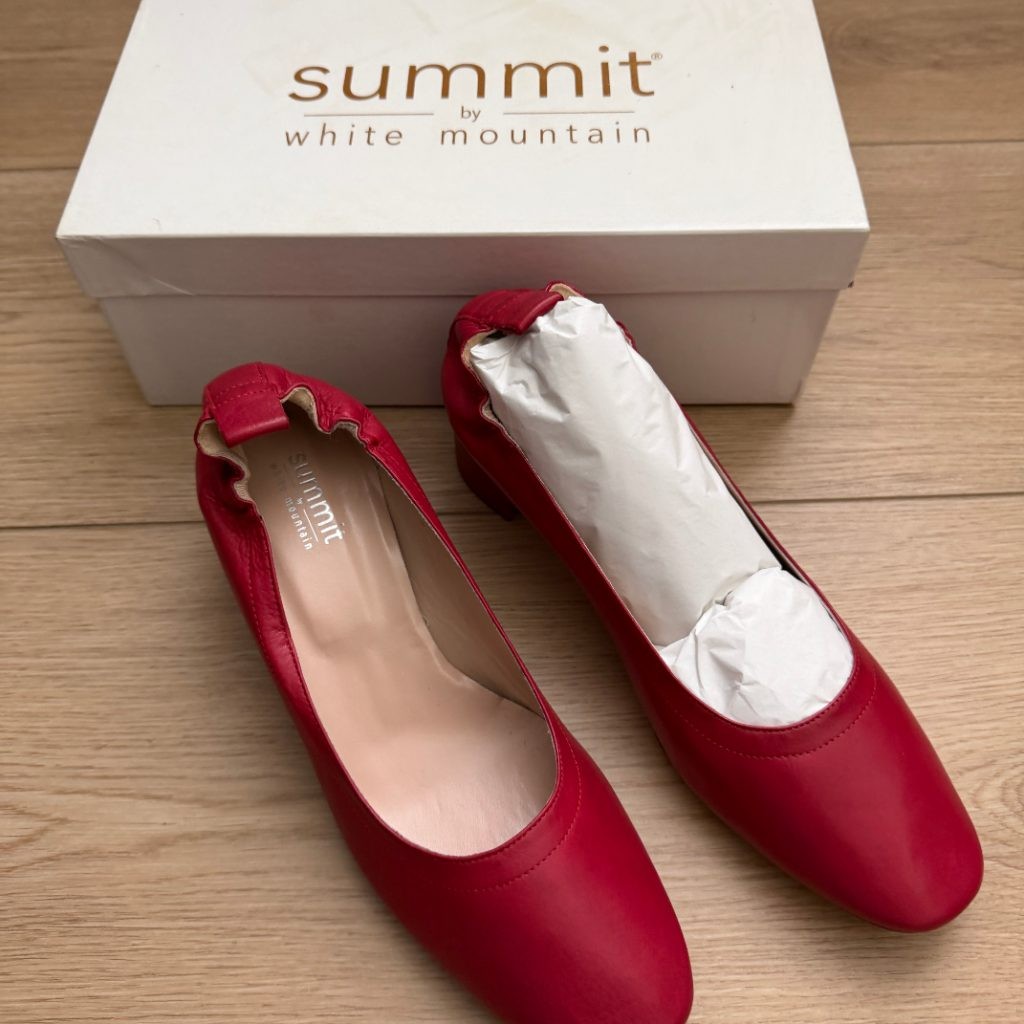 Summit White Mountain Vittoria Red Leather Block Heel Pumps Size 40 US 9 Italy
