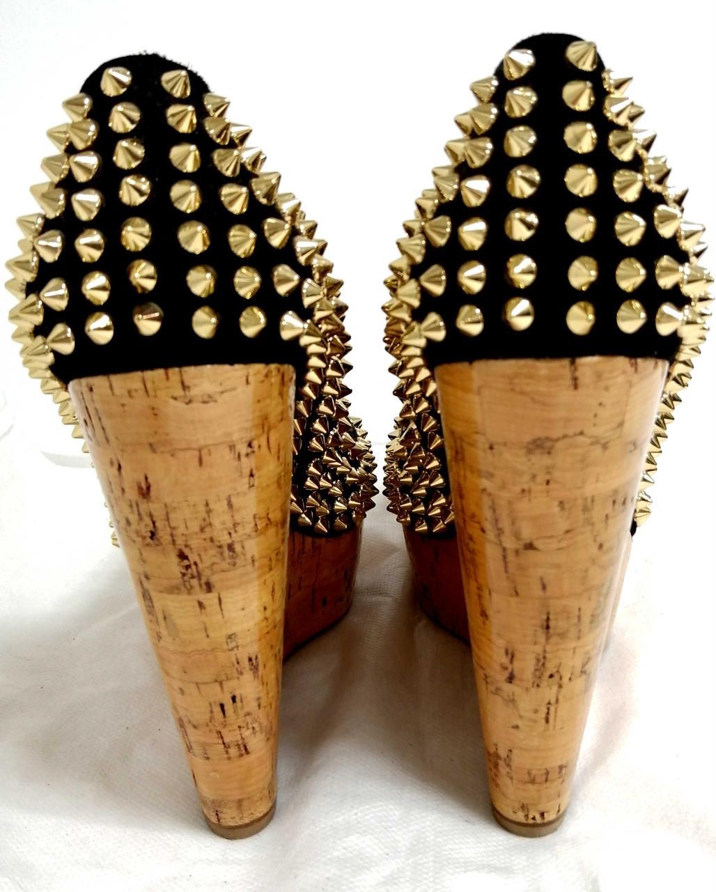 CHRISTIAN LOUBOUTIN Cork Sole Studded Sandals Excellent Condition Used