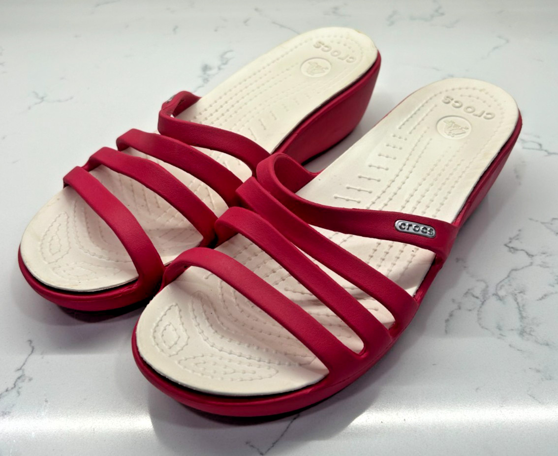 Crocs Rhonda Women’s Wedge Slip On Sandals Pink Size 10