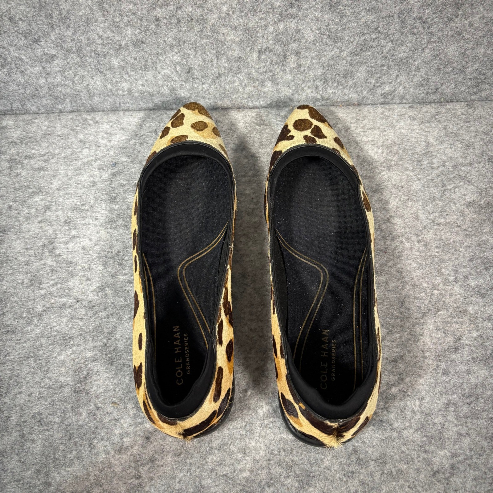 Cole Haan Womens Leopard Print Real Calf Hair Pointed Toe Flats Sz 7.5