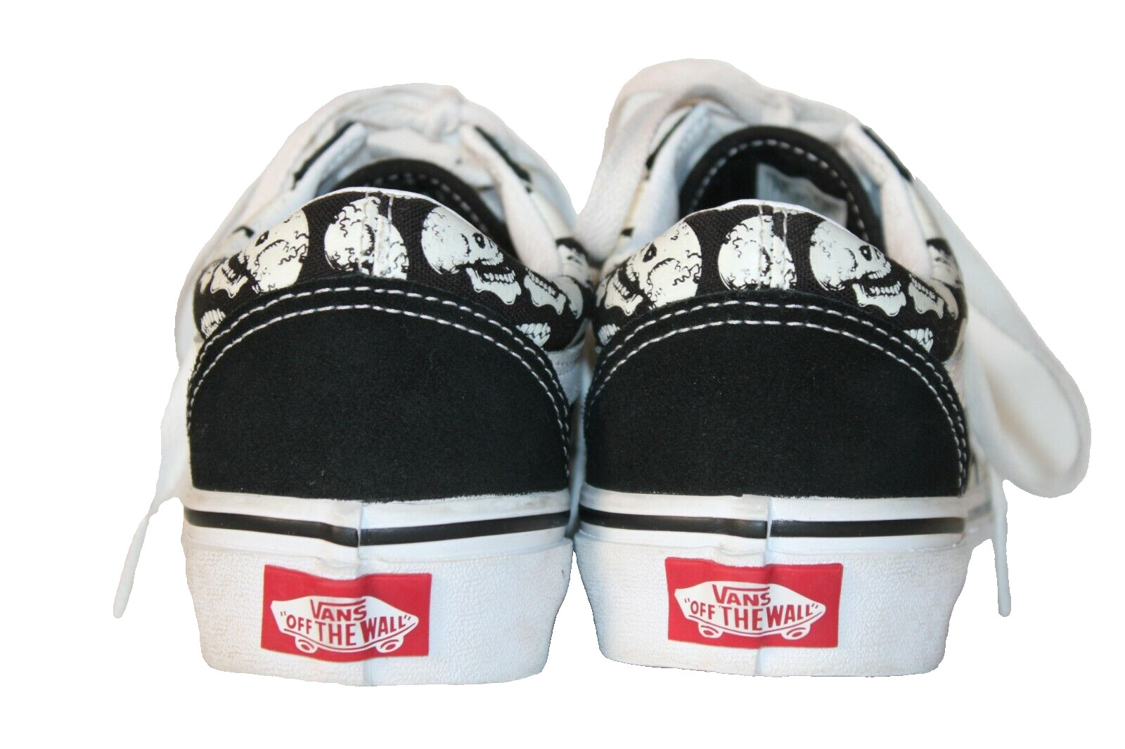 Vans Old Skool Glow Skull Canvas Suede Black White Skate Shoes Women 5 Men 3.5