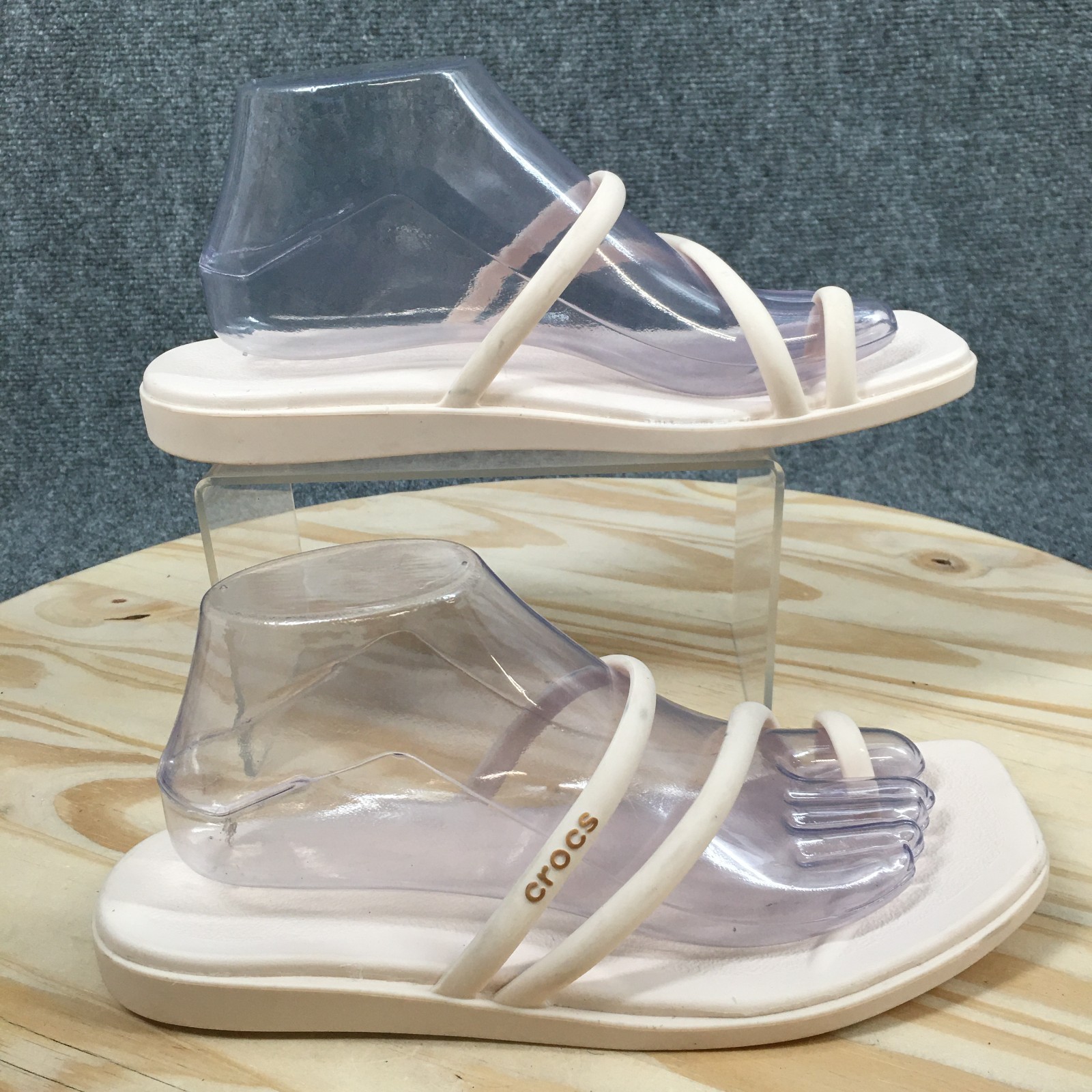 Crocs Miami Toe Loop Sandal Womens 9 Chalk Square Toe Jelly Croslite Waterproof