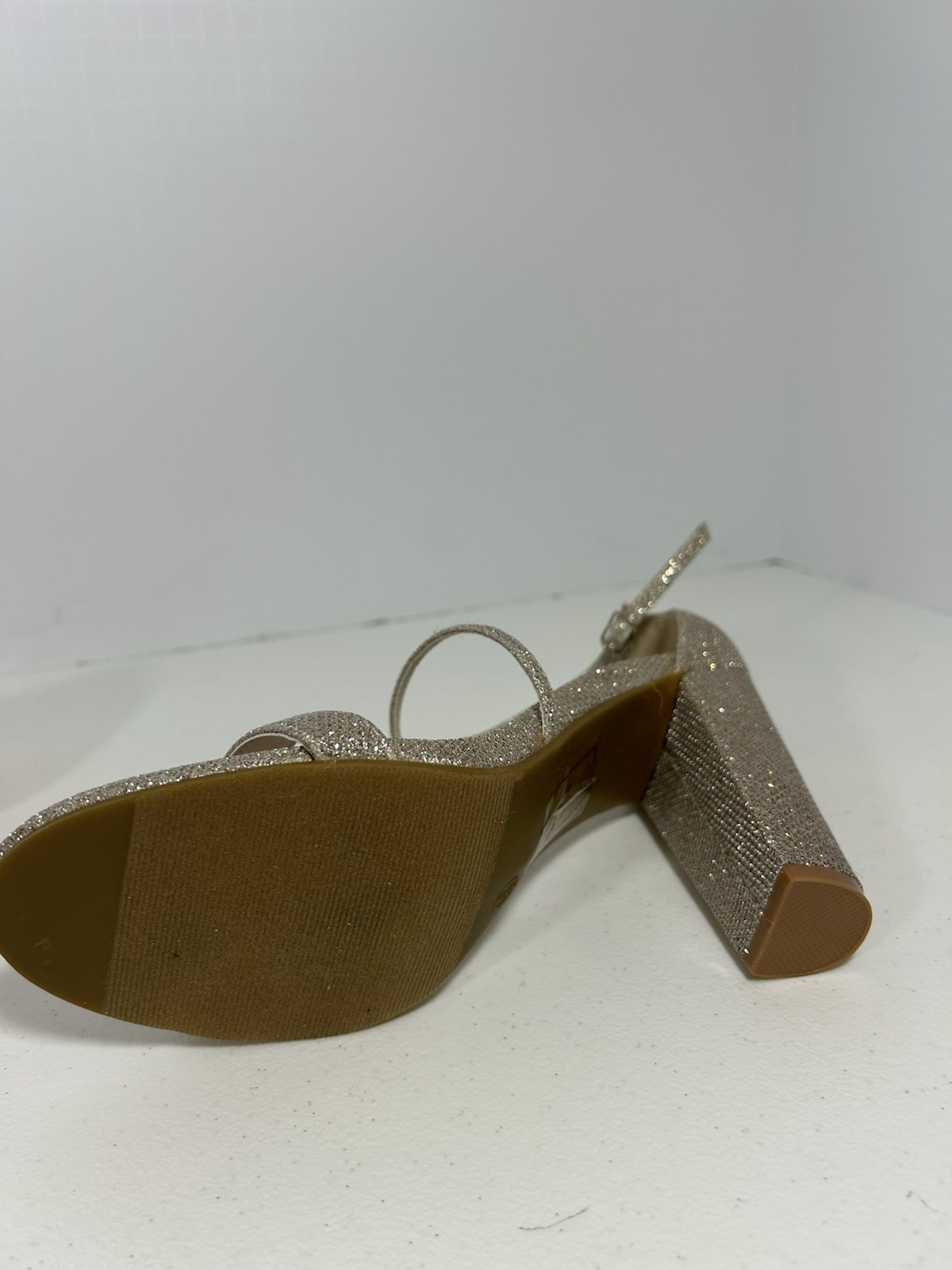 David’s Bridal Frenzy Shimmery Gold Size 8 With A 4”heel Chunky Block Heel