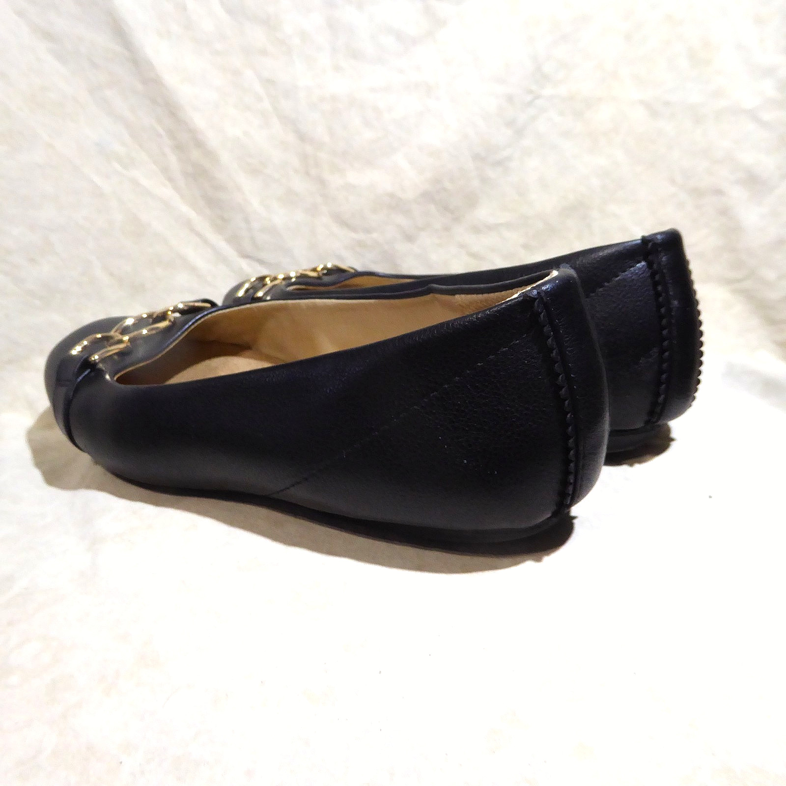 🩰 Dr Scholl’s Comfort Ballet Flats sz 8.5 W Black Leatherette; Chain Link Strap
