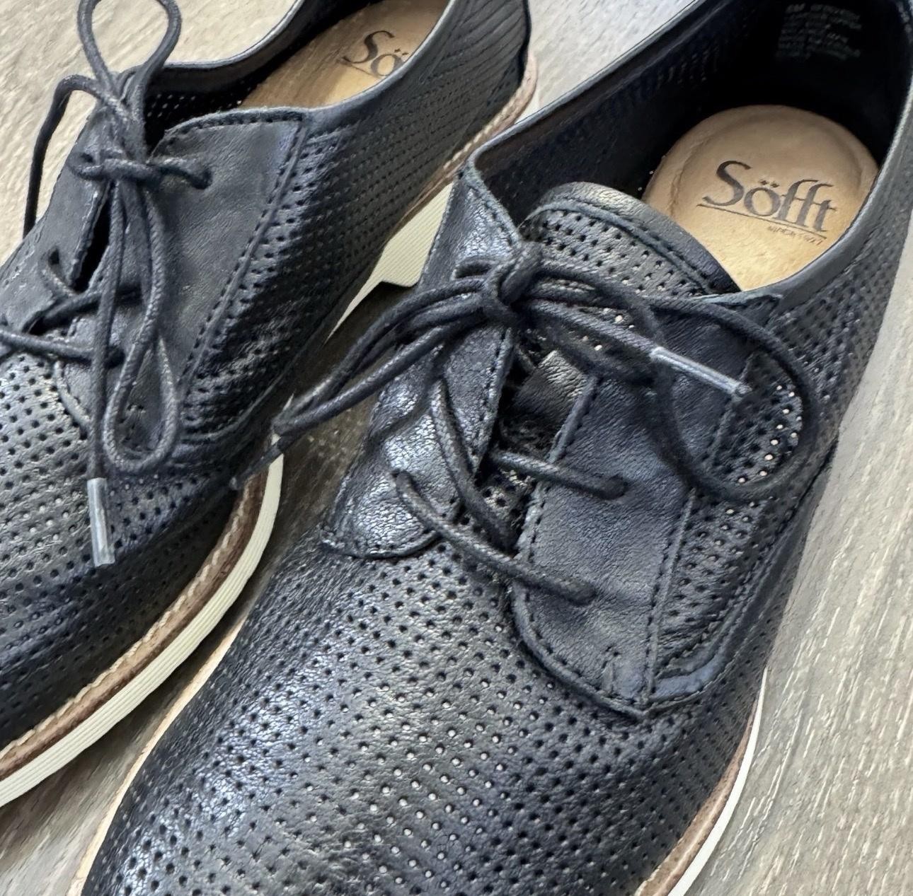 Söfft Shoes Womens Size 8 Black Oxford Leather Cushioned Lined Comfort