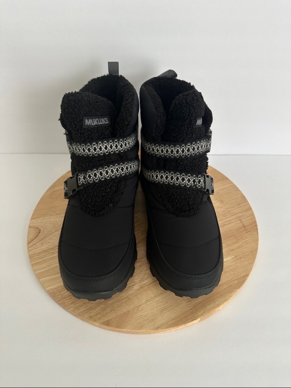Muk Luks Womens Wren Water Resistant Flat Heel Winter Boots, Black Sz 8