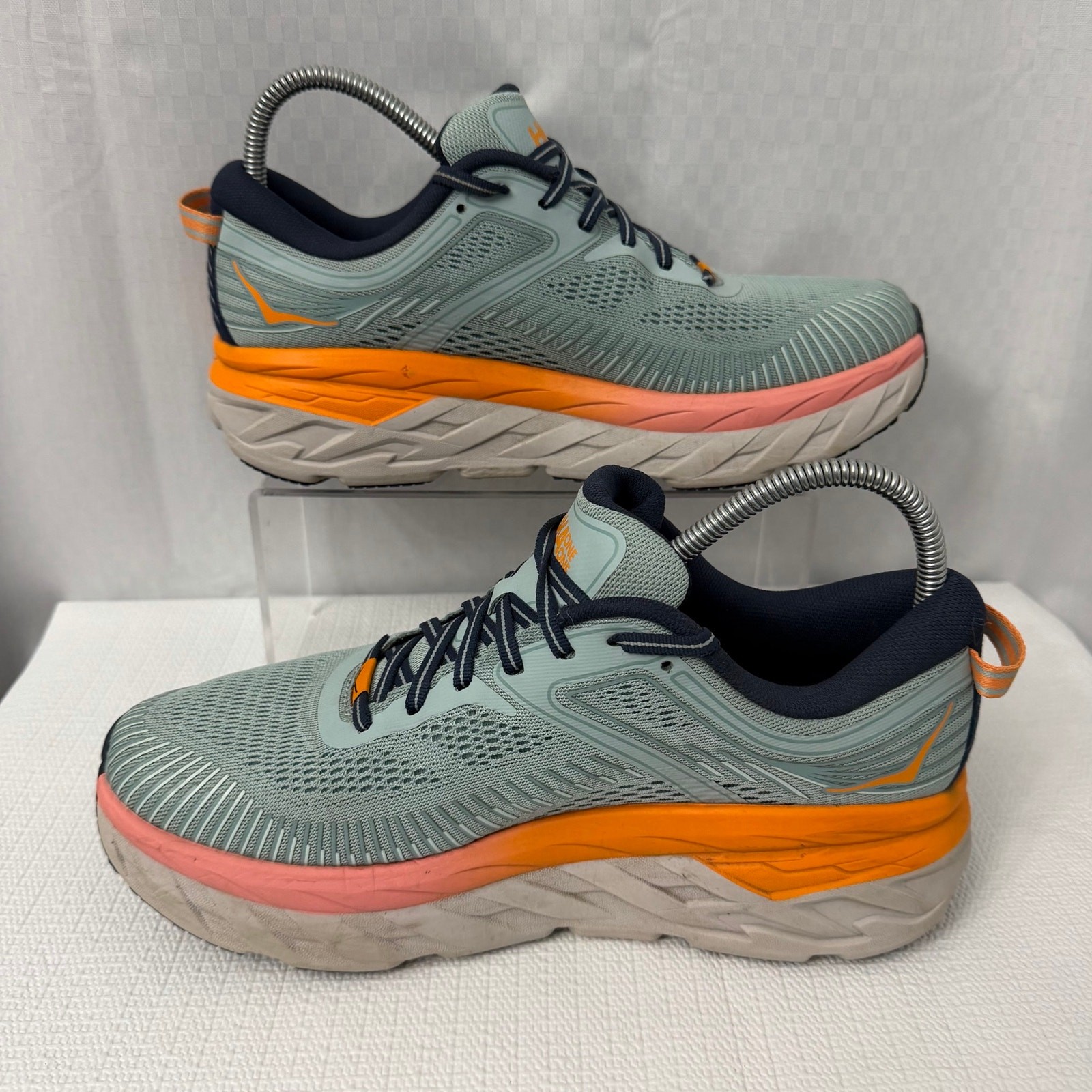 Hoka One One Bondi 7 Shoes Women’s Size 9.5 Blue Haze Black Iris Orange Running