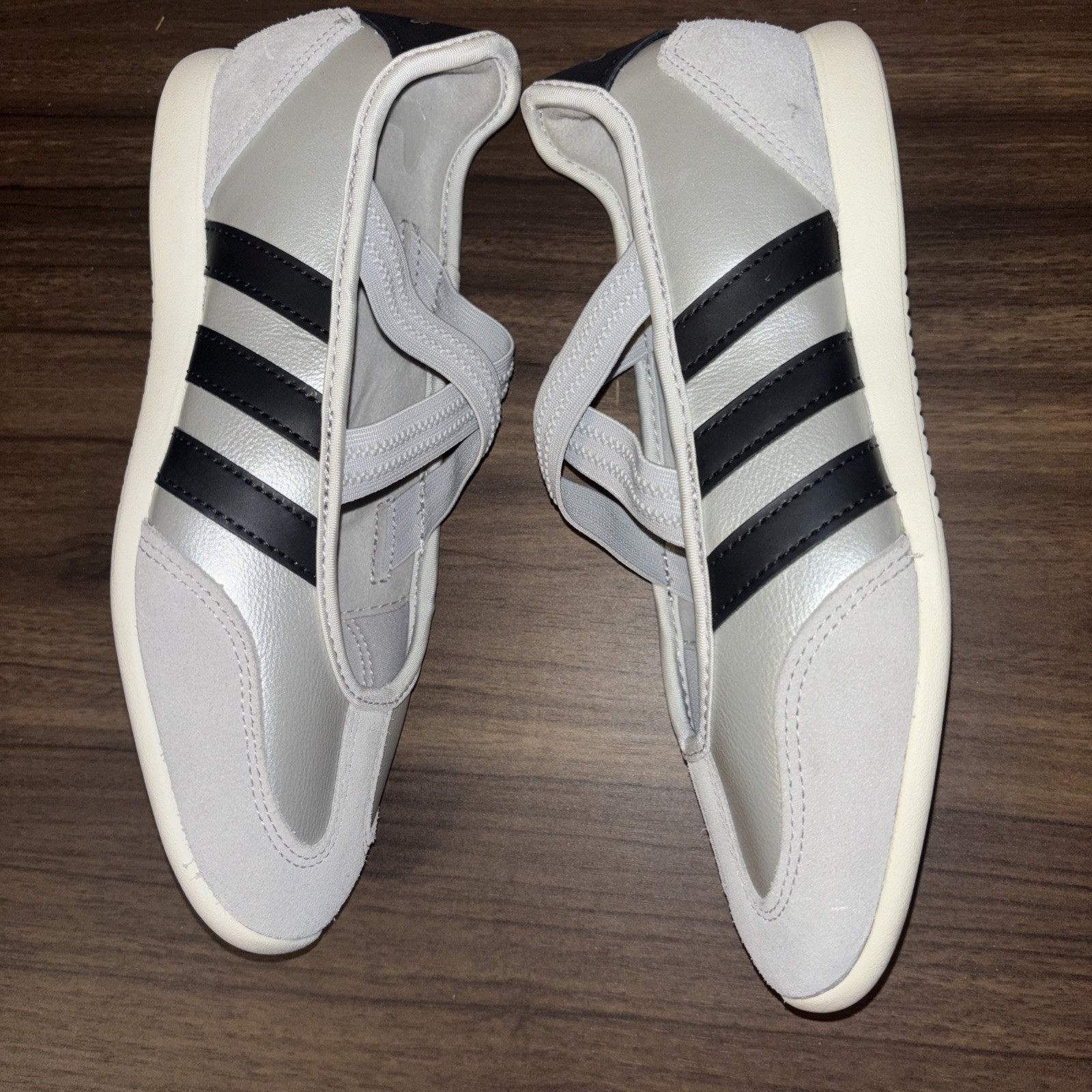New adidas Barreda Sz 7 Mary Jane Silver Metallic Core Black Casual Shoes *read*