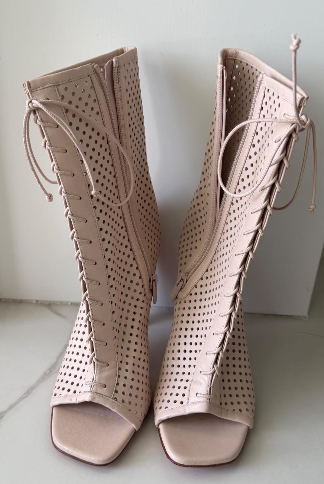 Christian Louboutin Open Condora Booty 100 in Leche Leather 39 1/2