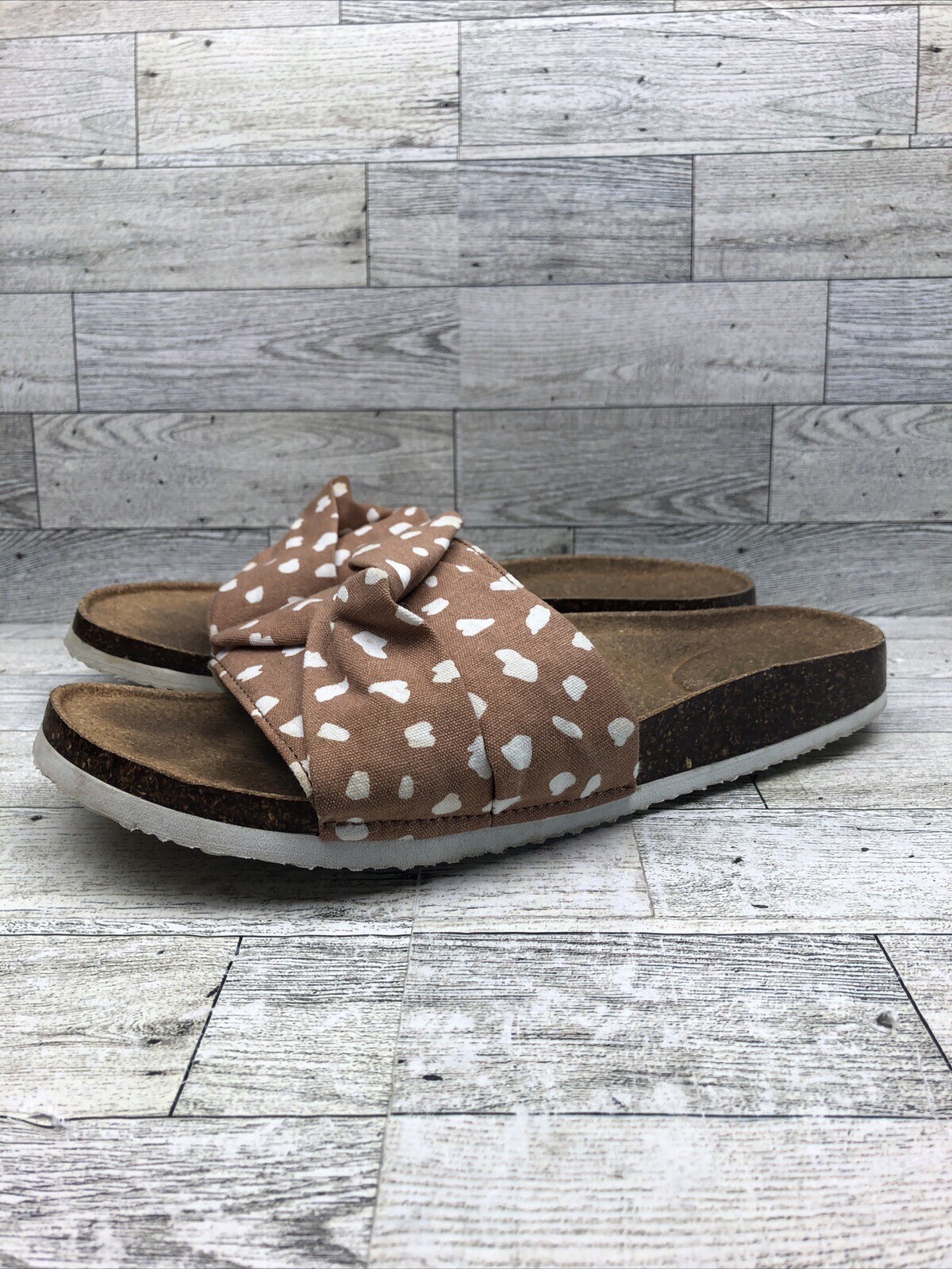Aerie Spotted Twisted Cotton Slides Sandals Size 9 Women’s 3910