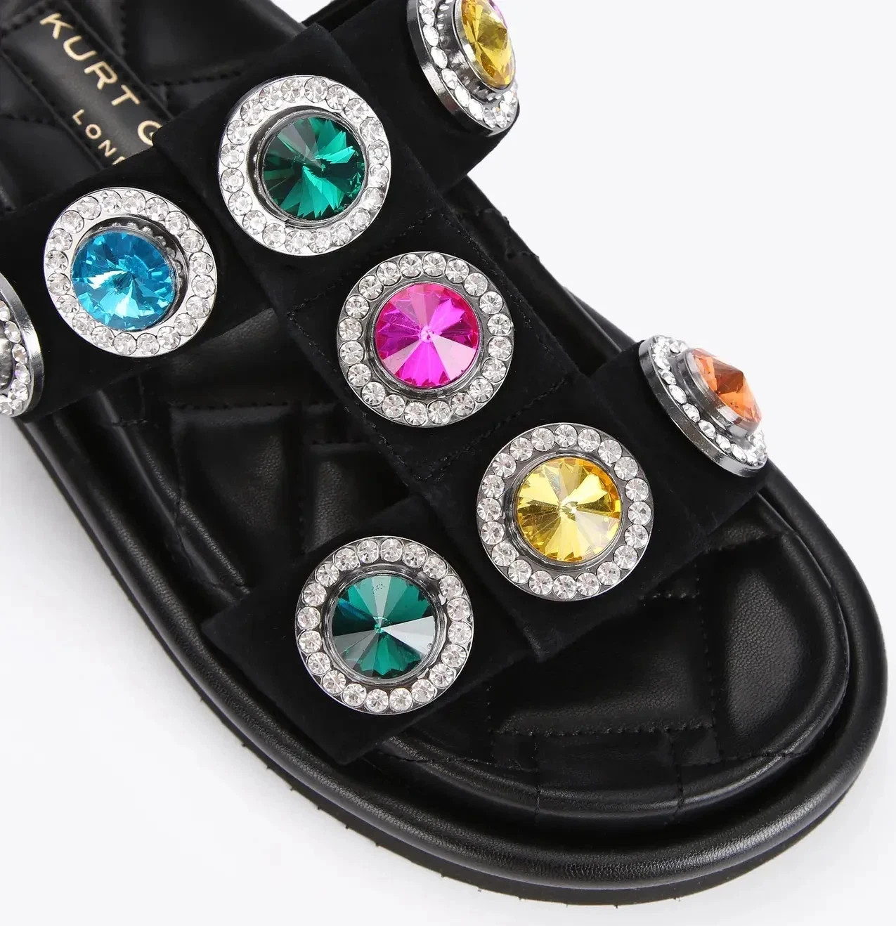 NEW $185 Kurt Geiger London Orson Crystal Sandal Slide Black EU 37 US 7