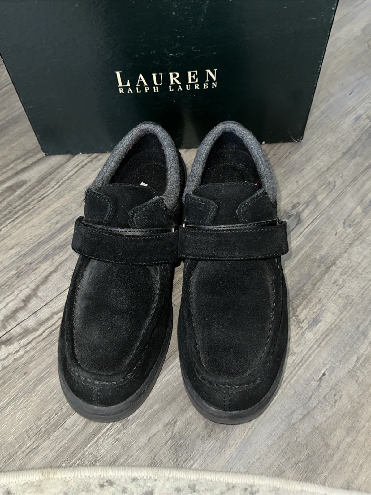 Lauren Ralph Lauren Black Suede Aveline Leather Shoes New Size 7.5b