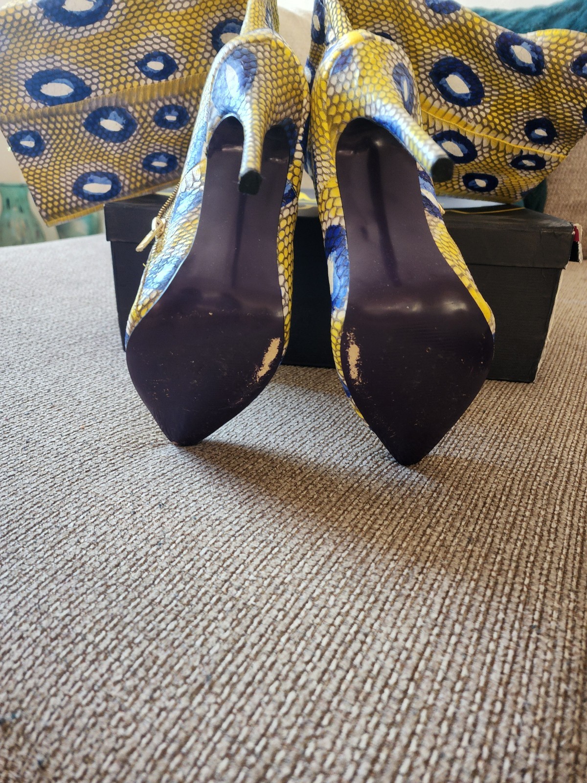 London Trash Lorelei Painted Snakeskin Boots Size 10