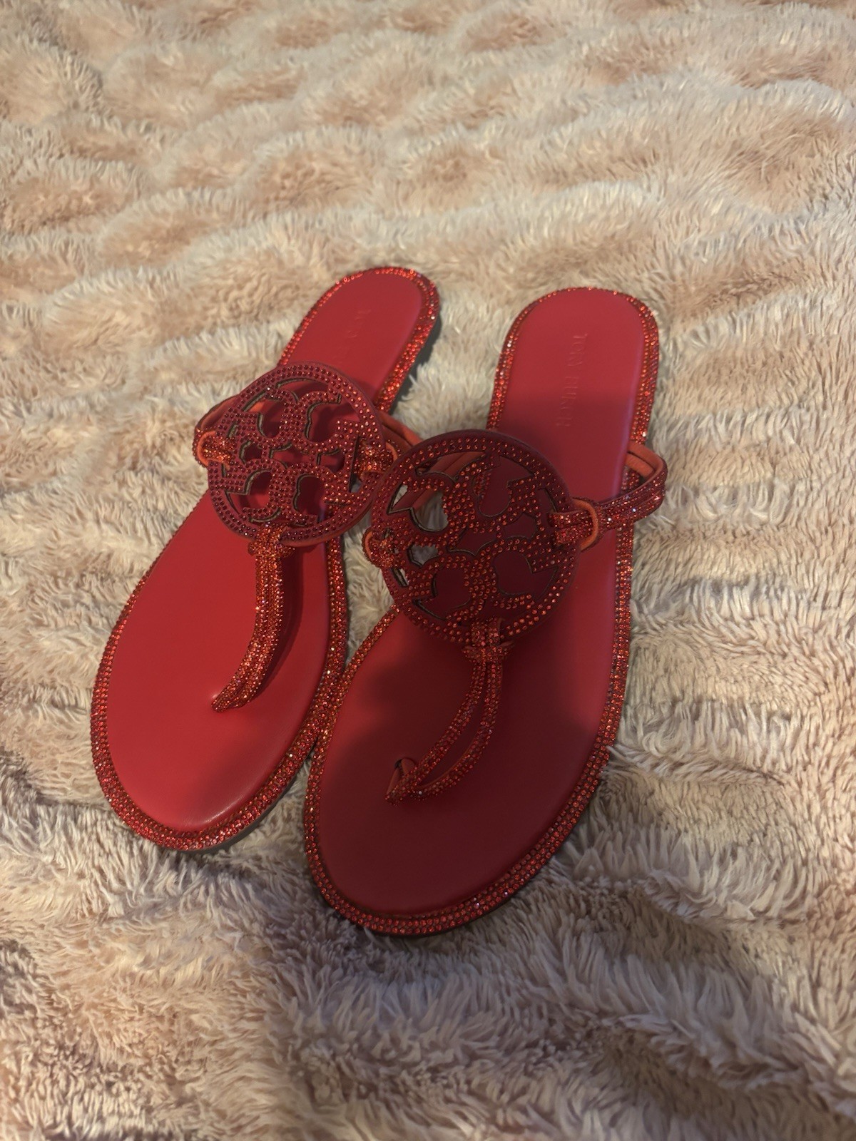Red Blinged Tory Burch Sandals