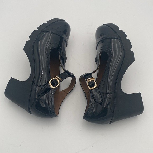 Dadawen Black Patent vegan Leather T-Strap pump chunky women 39 Y2K retro gothic